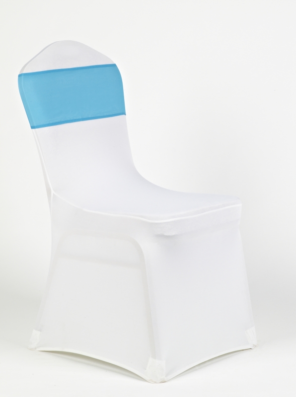 Fehér spandex türkízkék muszlin masnival