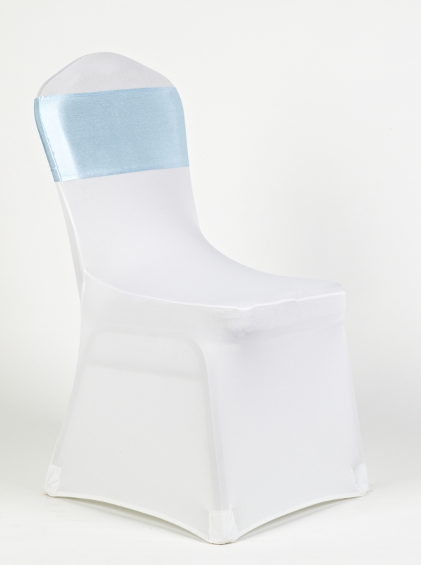 Fehér spandex baba kék szatén masnival