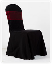 Fekete székhuzat - Organza vörös masnival